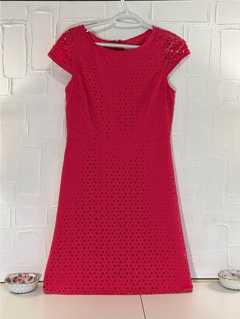 J. Crew Vibrant Red Eyelet Fit-and-Flare Dress